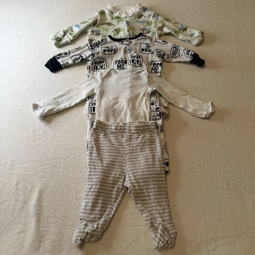 Lot Of 3 Sleepers Burts Bees Carter’s Mighty Goods 0-3 Month Sleeping Suit